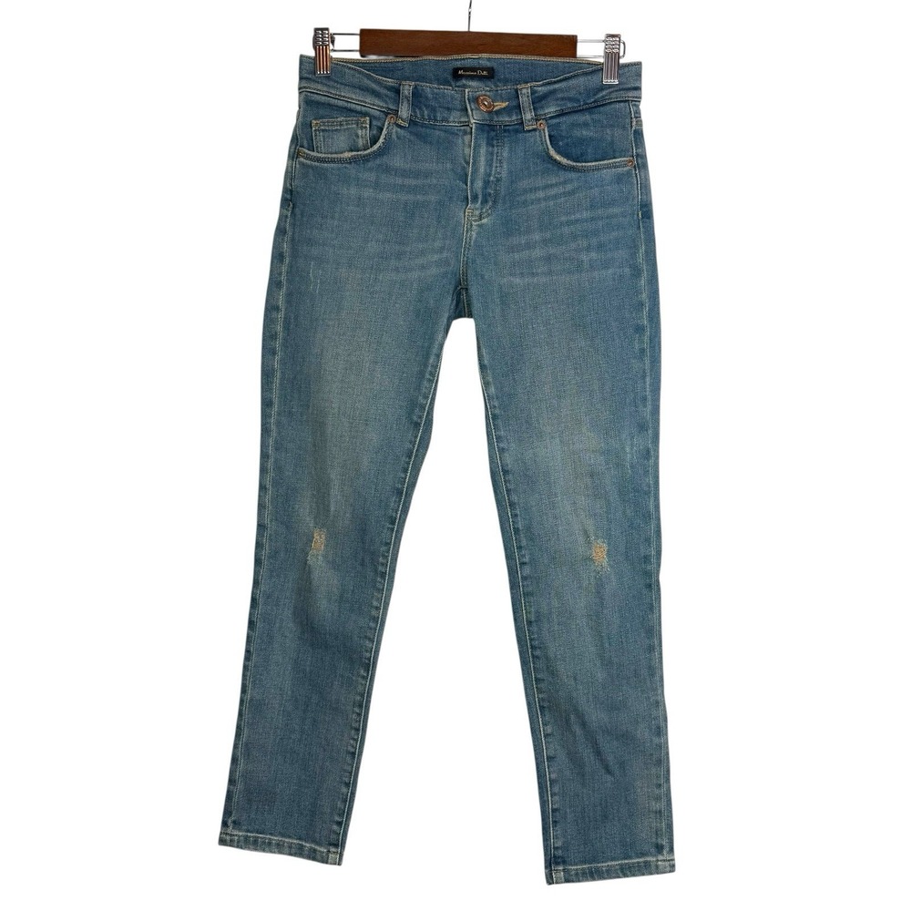 Massimo Dutti Low Rise Cigarette Fit Jeans Women's 2 Medium Wash Crop Capri
